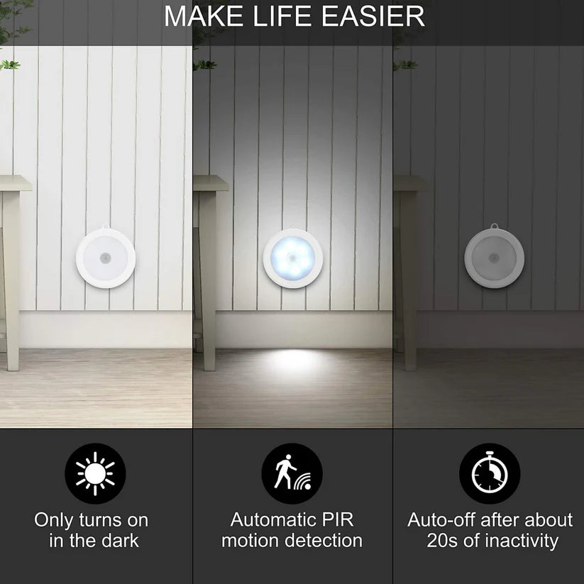 Round Shape 8 LED Motion Sensor Induction Led Light (1 Pc)